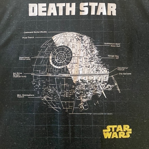 Star Wars Death Star Blueprint Short Sleeve T-Shirt - Picture 3 of 5